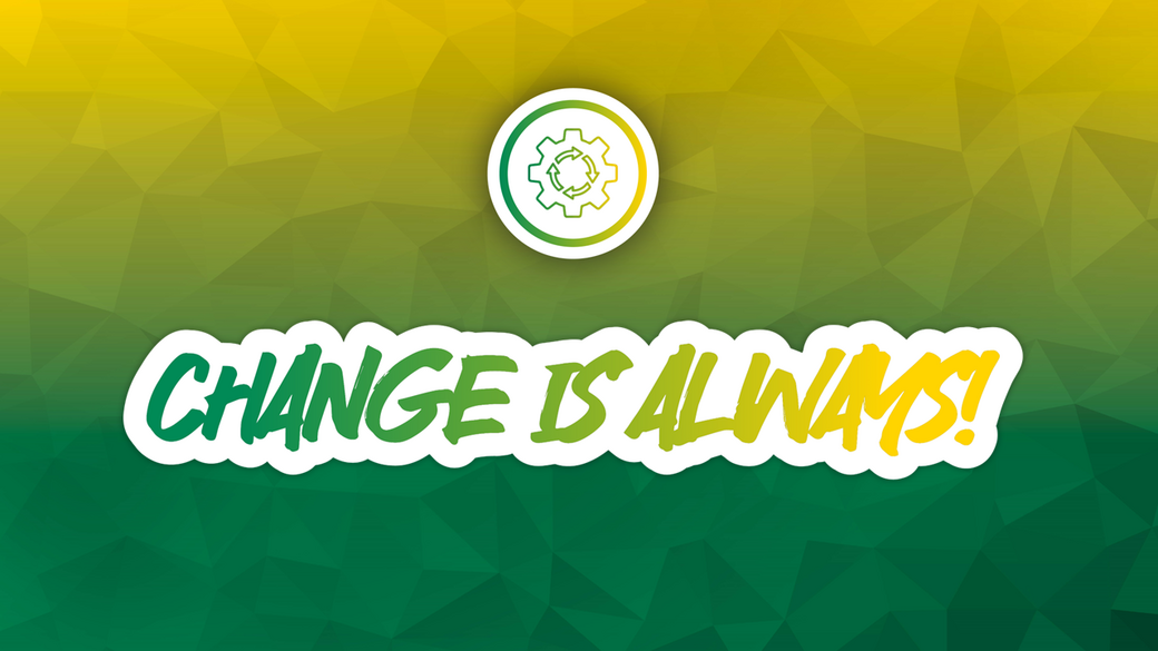 NOSTA Logo Change is alwasy auf gelb-grünem Hintergrund